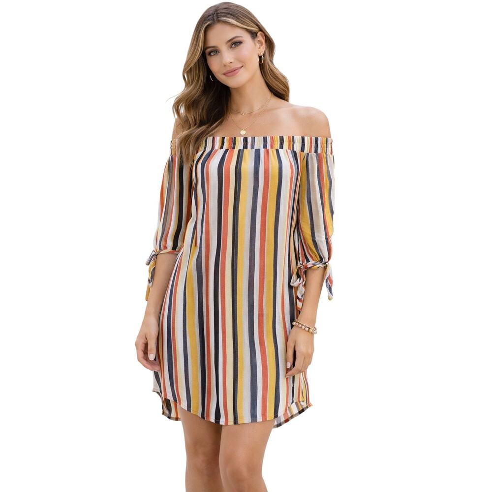 a.n.a. Off the Shoulder Striped Dress, size Medium